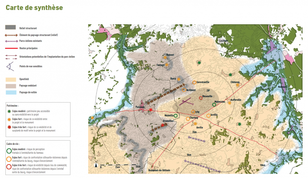 Carte de synthèse de l'étude paysagère